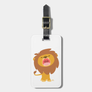 Cute Mighty Roaring Lion Cartoon Luggage Tag
