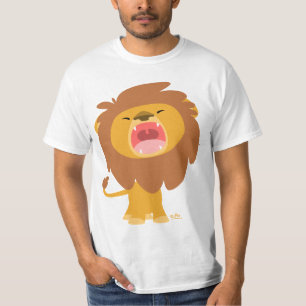 Cute Mighty Roaring Lion Cartoon Ringer T-shirt