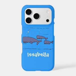 Cute migrating cartoon whales illustration