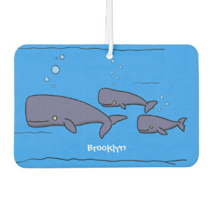 Cute migrating cartoon whales illustration air freshener