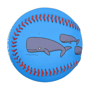 Cute migrating cartoon whales illustration baseball