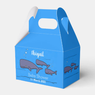 Cute migrating cartoon whales illustration  favor box
