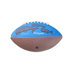 Cute migrating cartoon whales illustration football