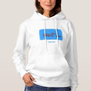 Cute migrating cartoon whales illustration hoodie