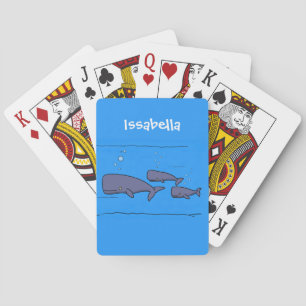 Cute migrating cartoon whales illustration playing cards