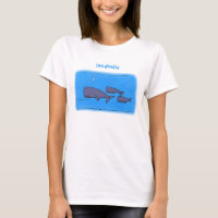 Cute migrating cartoon whales illustration