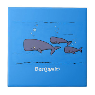 Cute migrating cartoon whales illustration tile