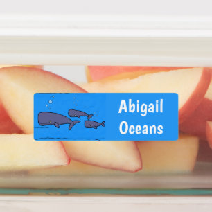 Cute migrating cartoon whales personalized 