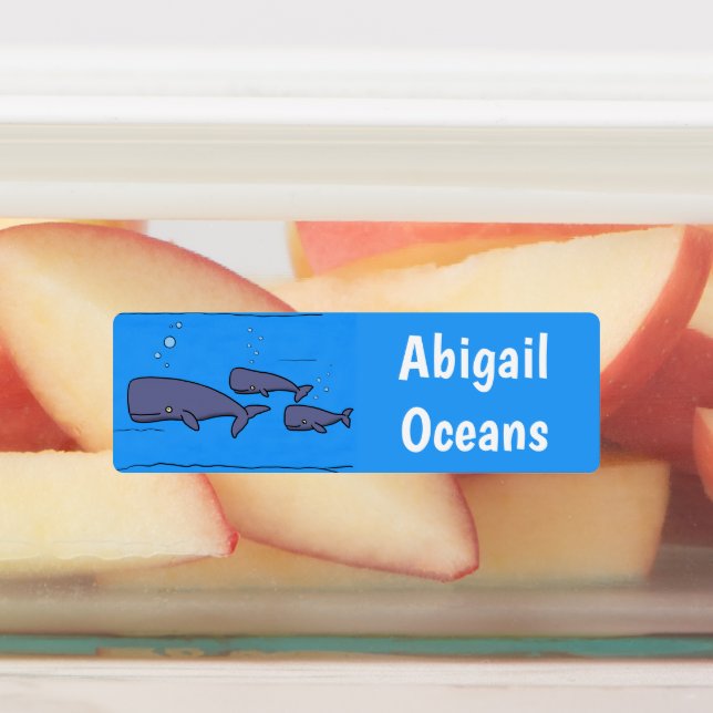 Cute migrating cartoon whales personalized  (Affixed)