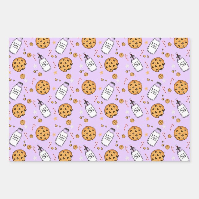 Cute Milk and Cookies Christmas Wrapping Paper  (Front)