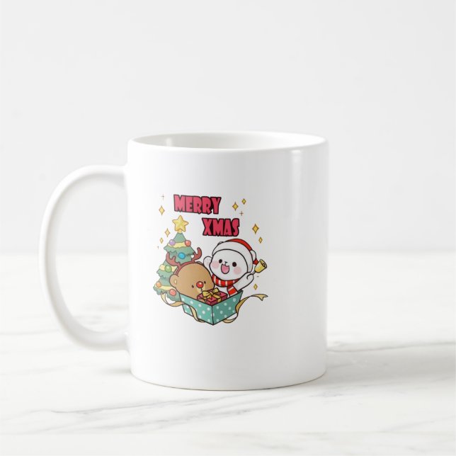 Cute Milk and Mocha merry_xmas Coffee Mug (Left)