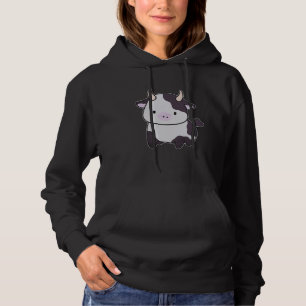 Cute Milk Cow Bull With Horns Adorable Bovine Farm Hoodie