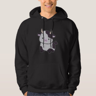 Cute Milk Cow Bull With Horns Adorable Bovine Farm Hoodie