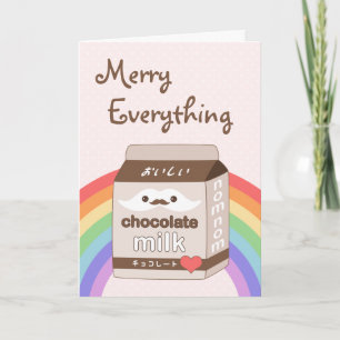 Cute Milk Moustache Holiday Card