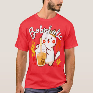 Cute Milk Tea Cat Boba Kitty Bubble Tea Lover Funn T-Shirt