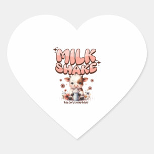 Cute Milkshake Lover Little Calf Frozen Joghurt Ba Heart Sticker