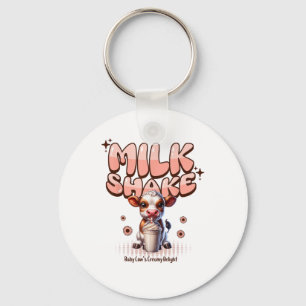 Cute Milkshake Lover Little Calf Frozen Joghurt Ba Keychain