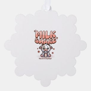 Cute Milkshake Lover Little Calf Frozen Joghurt Ba Ornament Card