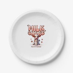 Cute Milkshake Lover Little Calf Frozen Joghurt Ba Paper Plate
