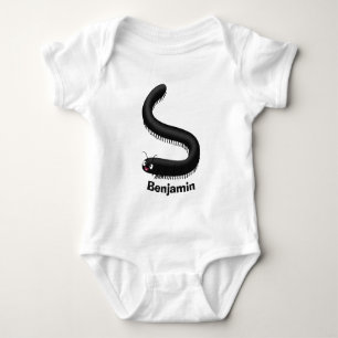 Cute millipede cartoon illustration baby bodysuit