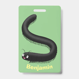 Cute millipede cartoon illustration badge