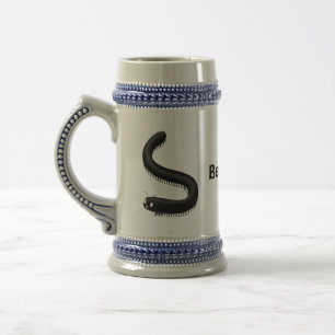 Cute millipede cartoon illustration beer stein