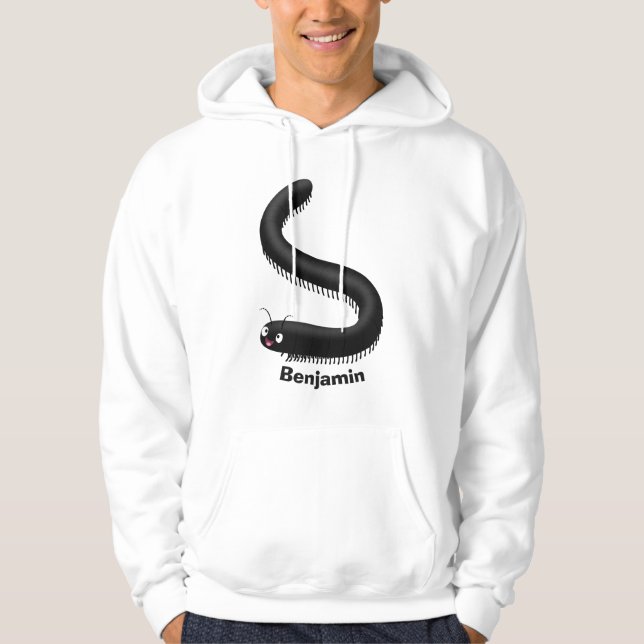 Cute millipede cartoon illustration hoodie (Front)