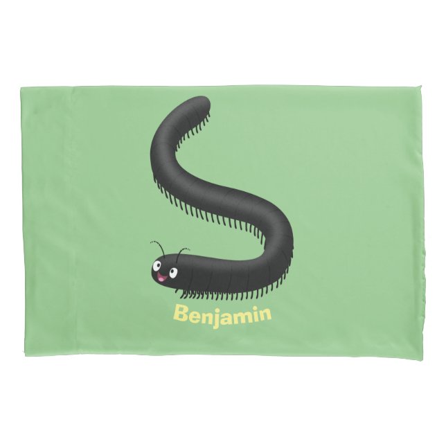 Cute millipede cartoon illustration pillowcase (Front)