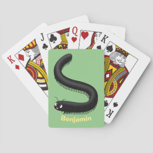 Cute millipede cartoon illustration playing cards