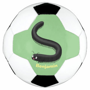 Cute millipede cartoon illustration soccer ball