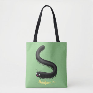 Cute millipede cartoon illustration tote bag
