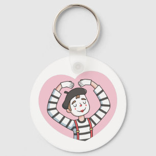Cute Mime Love Heart Pose, I Love You Keychain