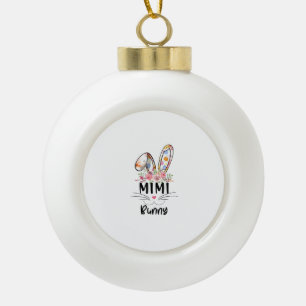 Cute Mimi Bunny T Shirt Easter Family Matching Out Ceramic Ball Christmas Ornament