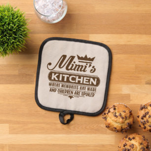 Cute MiMi's kitchen word art Pot Holder