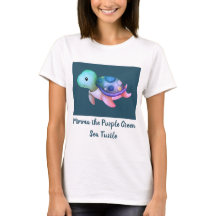 Cute Mimma the Watercolor Purple Green Sea Turtle