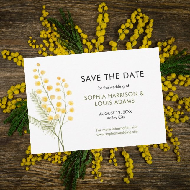 Cute mimosa flowers wedding  save the date (Creator Uploaded)
