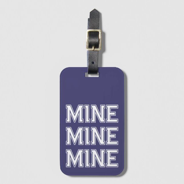 Cute Mine Navy Blue Funny Luggage Tag (Front Vertical)