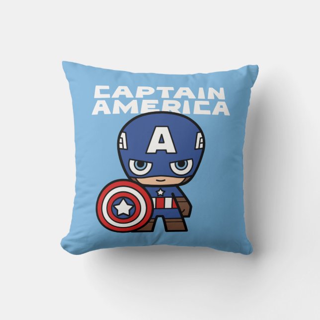 Cute Mini Captain America Throw Pillow (Front)