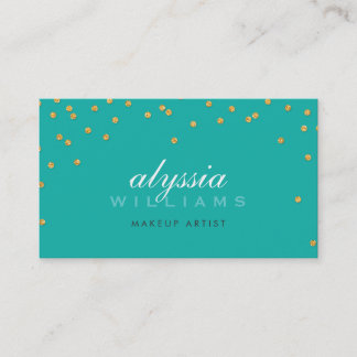 CUTE mini confetti gold sparkly glitter jade green Business Card