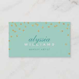 CUTE mini confetti gold sparkly glitter mint green Business Card