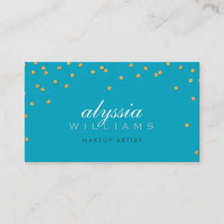 CUTE mini confetti gold sparkly glitter turquoise Business Card