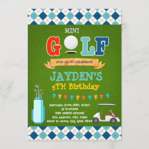 Cute mini golf birthday party invitation