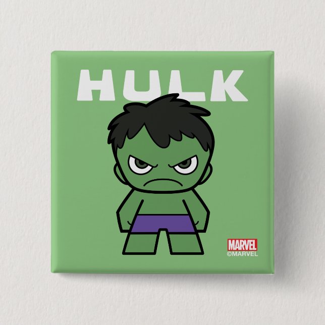 Cute Mini Hulk 2 Inch Square Button (Front)
