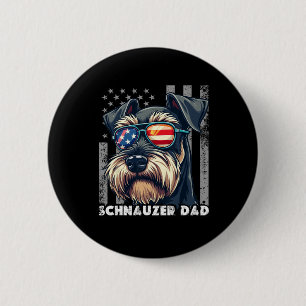 Cute Mini Schnauzer Dad Dog Fathers Day Usa Flag 4 2 Inch Round Button