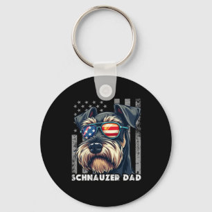 Cute Mini Schnauzer Dad Dog Fathers Day Usa Flag 4 Keychain
