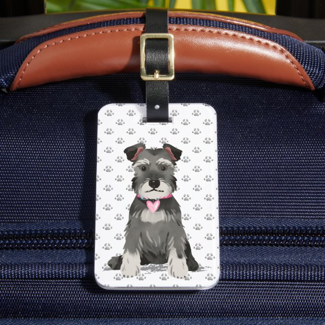 Cute Mini Schnauzer Girl Luggage Tag (Front Insitu 2)