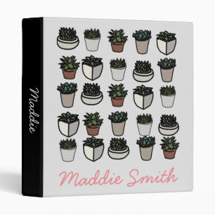 Cute mini succulent pattern binder