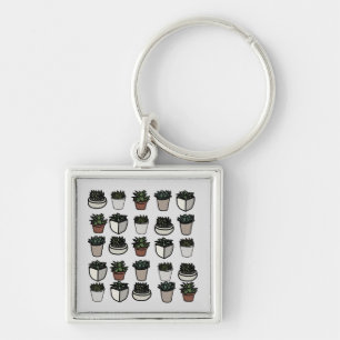 Cute mini succulent pattern keychain