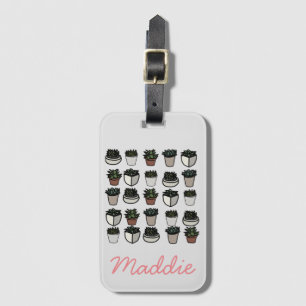 Cute mini succulent pattern luggage tag