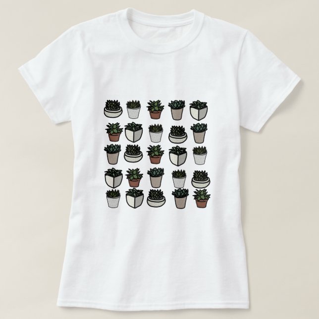 Cute mini succulent pattern T-Shirt (Design Front)